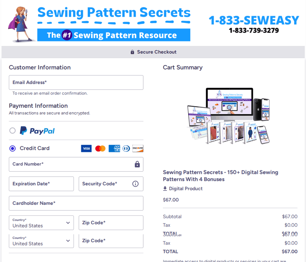 Sewing Pattern Secrets Checkout